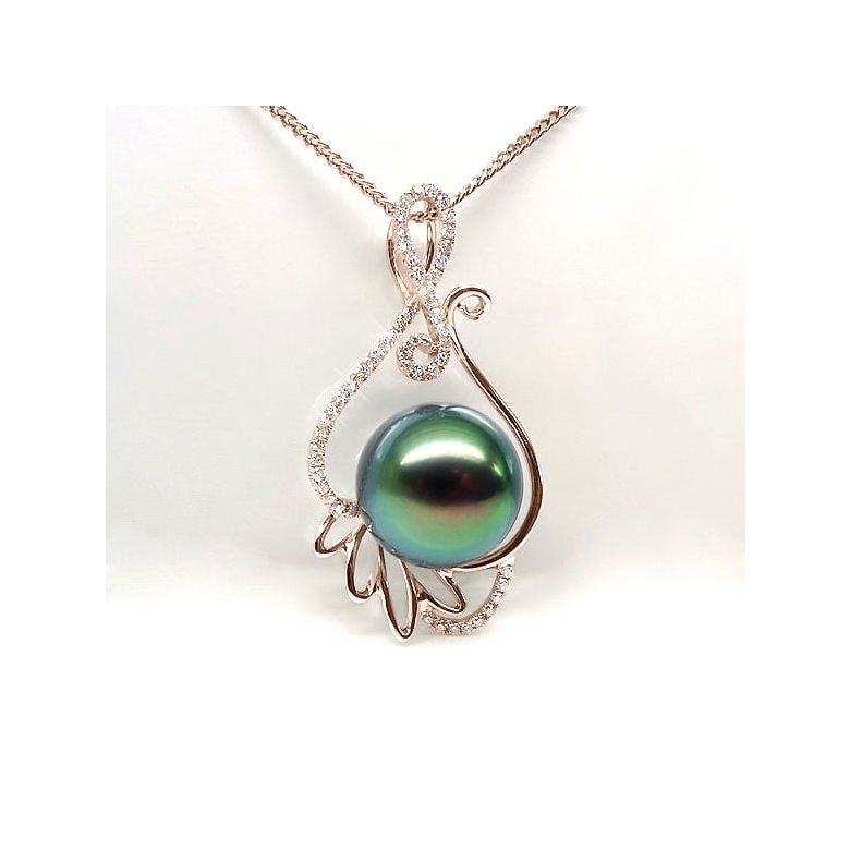 Pendentif musique classique - Renaissance - Perle de Tahiti - Or rose - 2