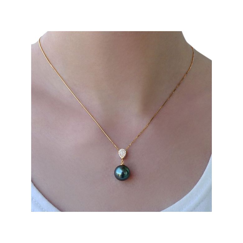 Collier pendentif or jaune et perle de Tahiti - Pendant nacré - 3
