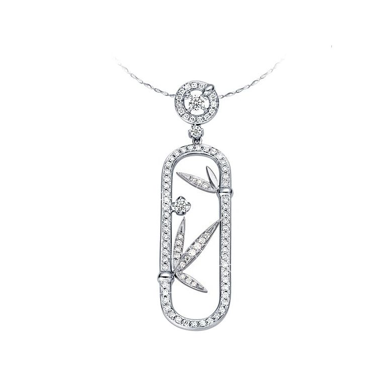 Pendentif bambou majestueux - or blanc - Diamants 0.50ct - 1