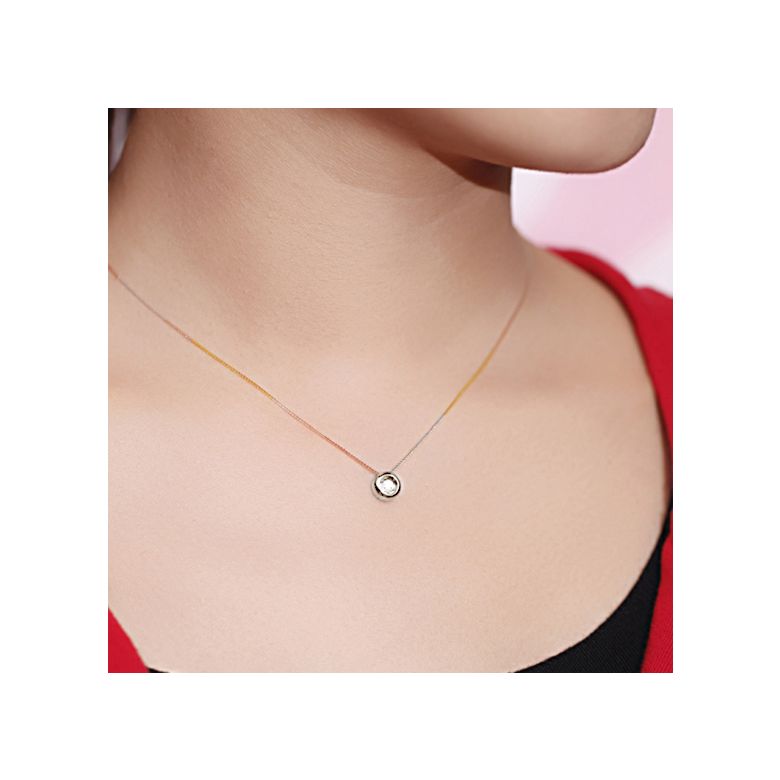 Pendentif solitaire or blanc - Diamant serti clos 0.10ct - 3