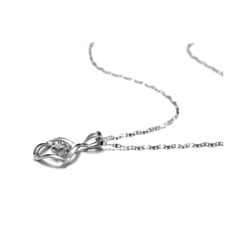 Pendentif diamant or blanc carrelet incurvé - Diamant solitaire - 3