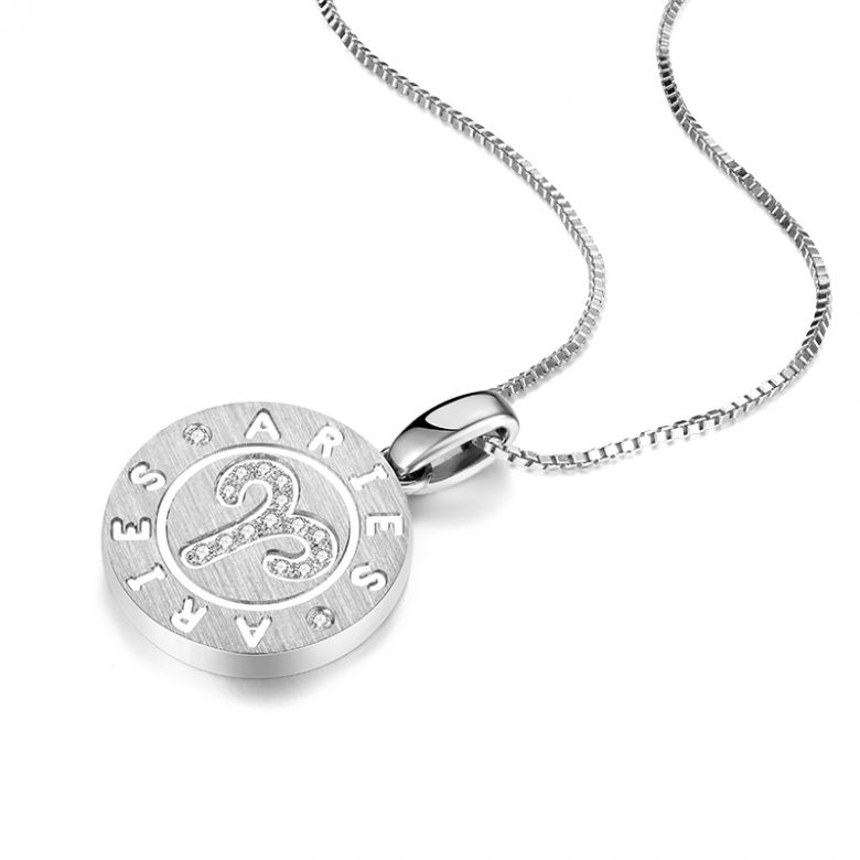 ♈Pendentif Aries Or blanc. Signe du bélier. Zodiaque - 5