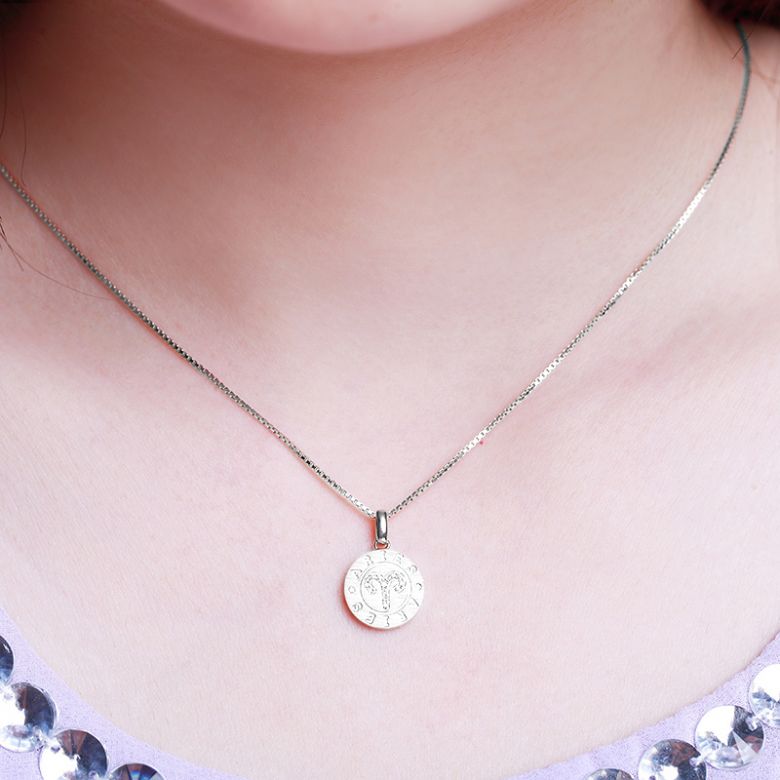 ♈Pendentif Aries Or blanc. Signe du bélier. Zodiaque - 2