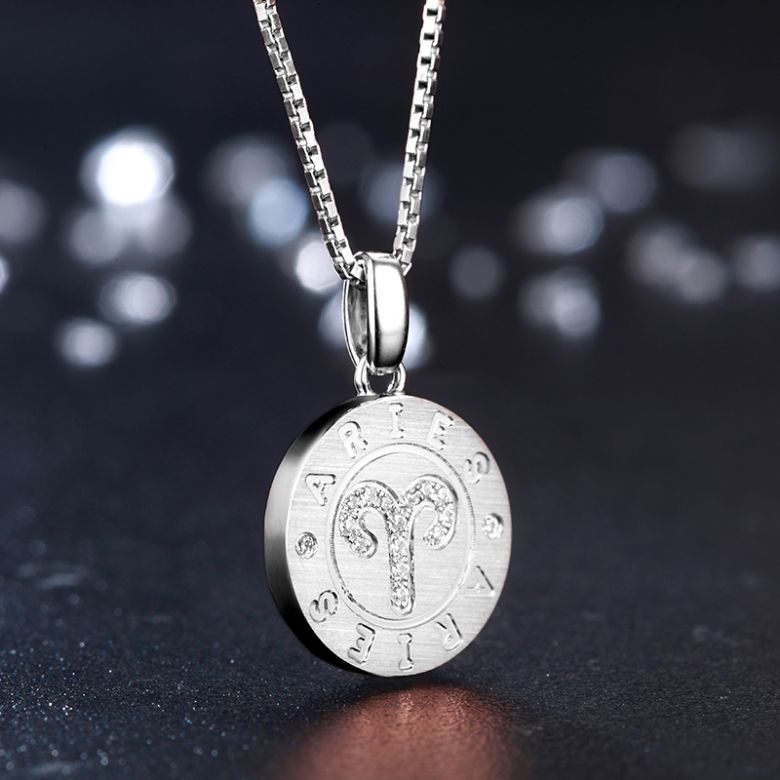 ♈Pendentif Aries Or blanc. Signe du bélier. Zodiaque - 3