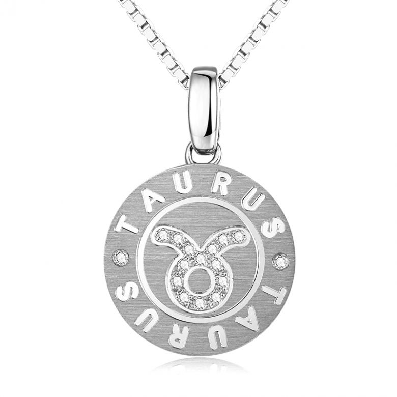 ♉Pendentif Taurus Or blanc. Signe du taureau. Zodiaque - 1