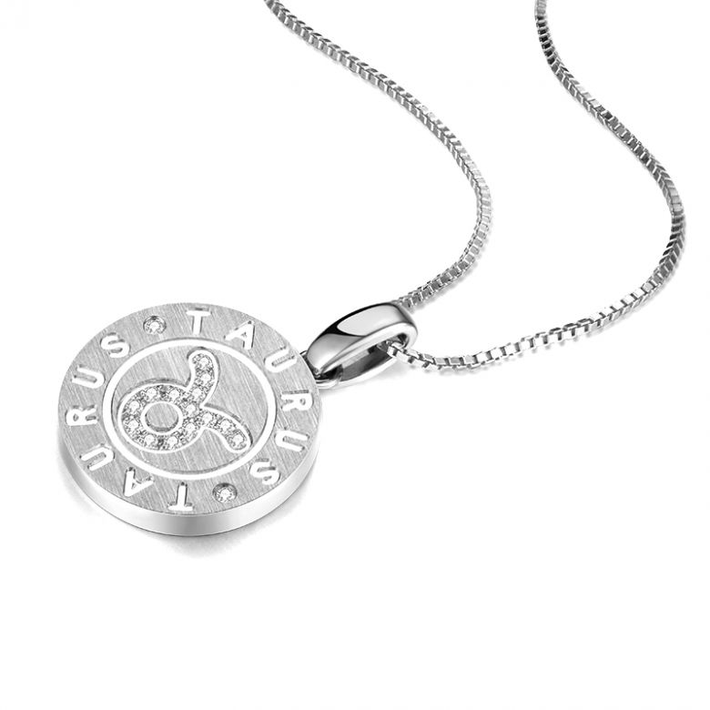 ♉Pendentif Taurus Or blanc. Signe du taureau. Zodiaque - 5