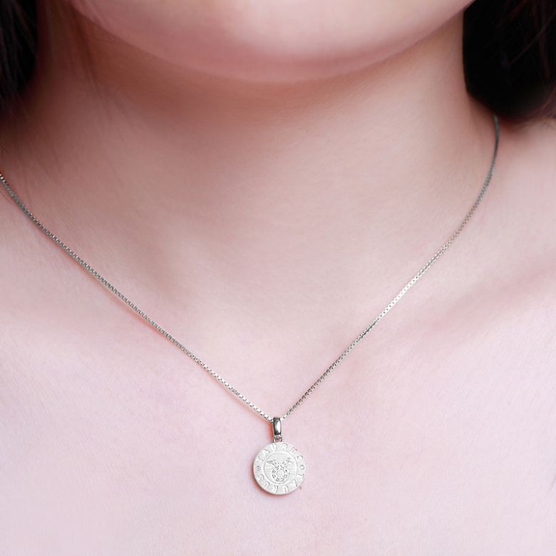 ♉Pendentif Taurus Or blanc. Signe du taureau. Zodiaque - 2