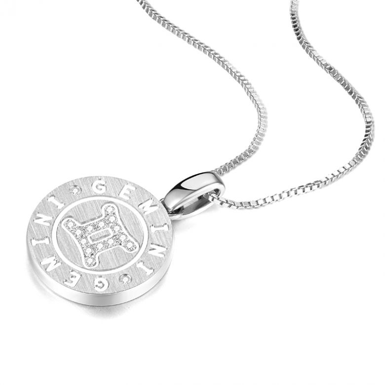 Pendentif Gemini Or blanc. Signe des gémeaux. Zodiaque - 5