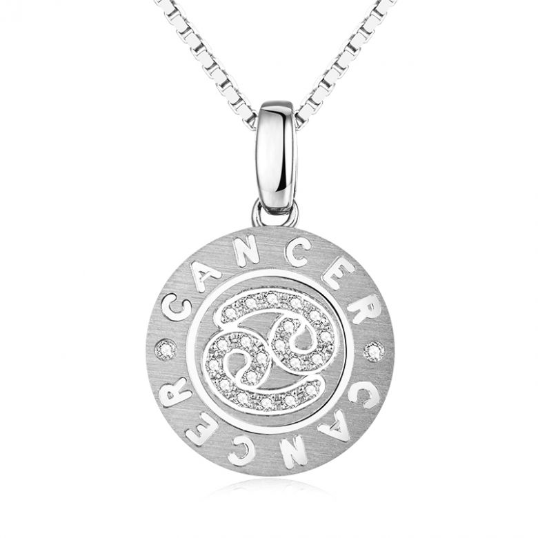Pendentif Cancer Or blanc. Signe du Cancer. Zodiaque - 1