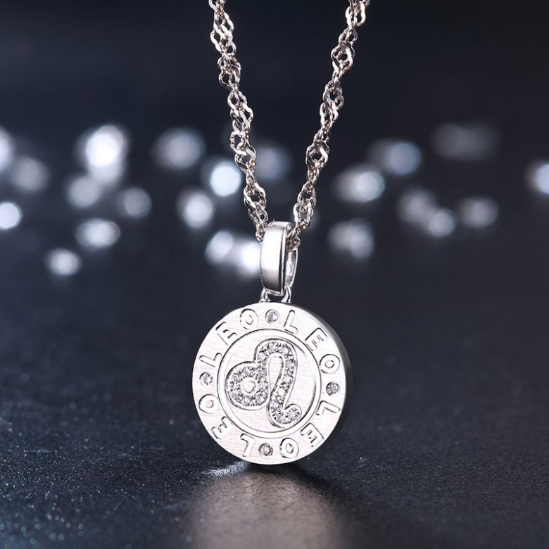 Pendentif Leo Or blanc. Signe du Lion. Zodiaque - 3