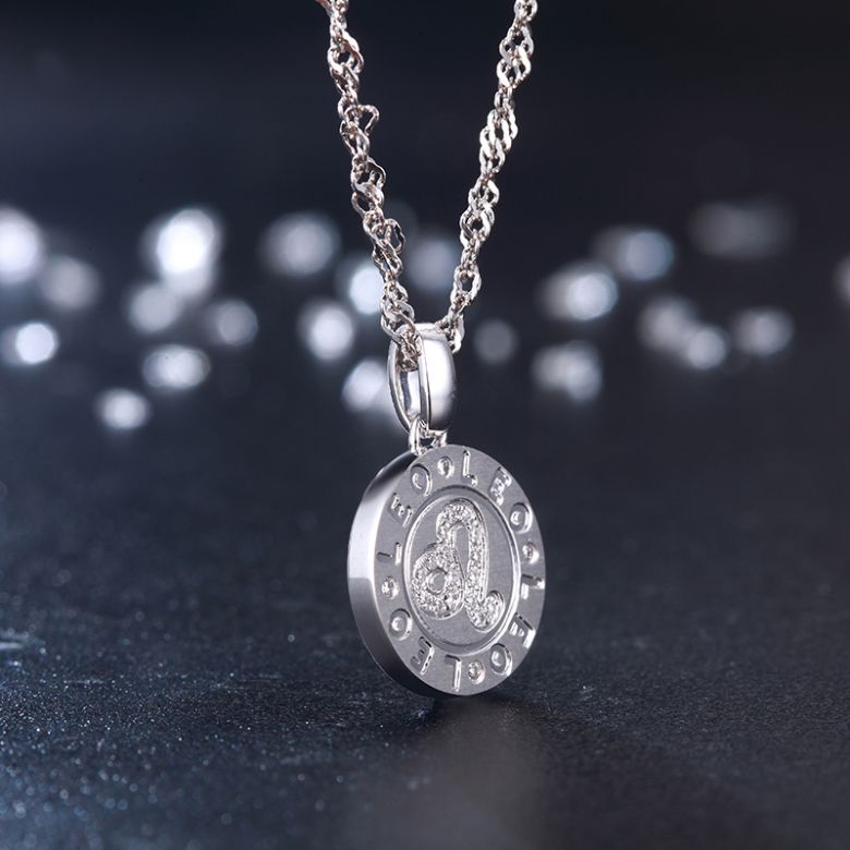 Pendentif Leo Or blanc. Signe du Lion. Zodiaque - 6