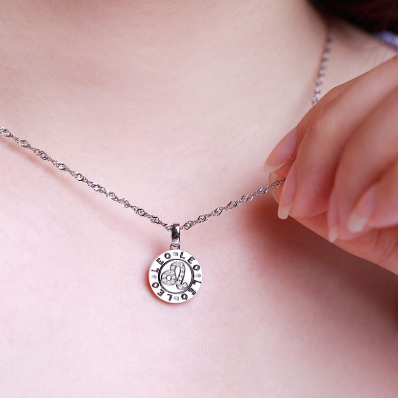 Pendentif Leo Or blanc. Signe du Lion. Zodiaque - 4