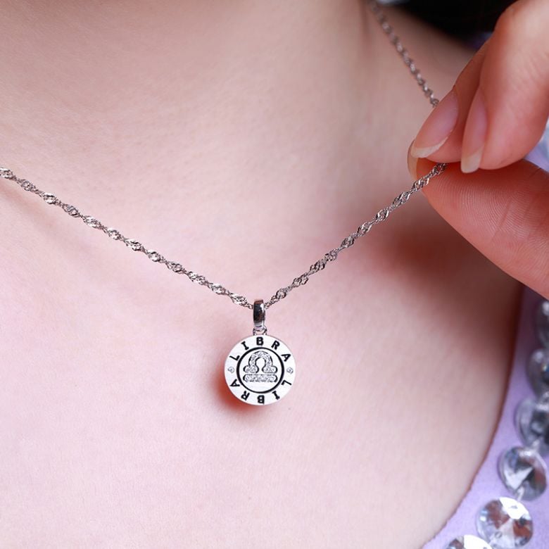 Pendentif Libra Or blanc. Signe de la balance. Zodiaque - 4