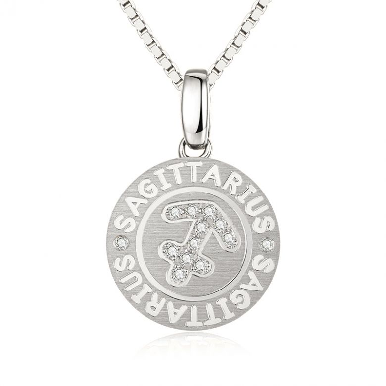 Pendentif Sagittarius Or blanc. Signe du sagittaire. Zodiaque - 1