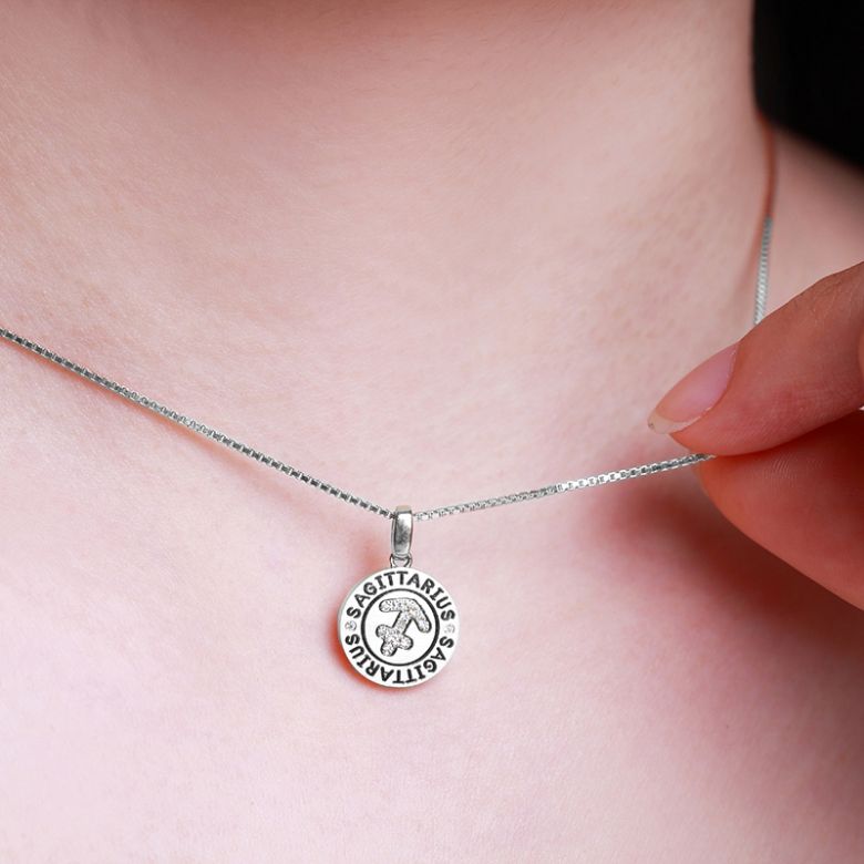 Pendentif Sagittarius Or blanc. Signe du sagittaire. Zodiaque - 4