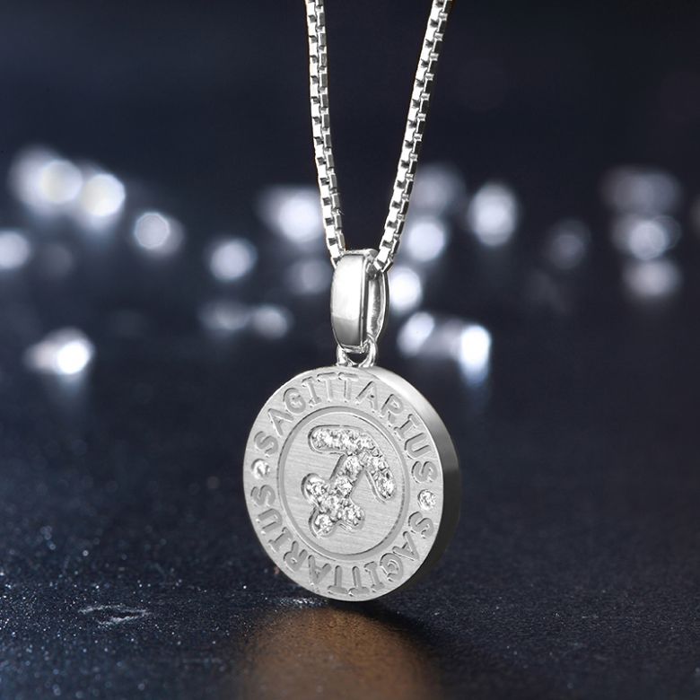 Pendentif Sagittarius Or blanc. Signe du sagittaire. Zodiaque - 3