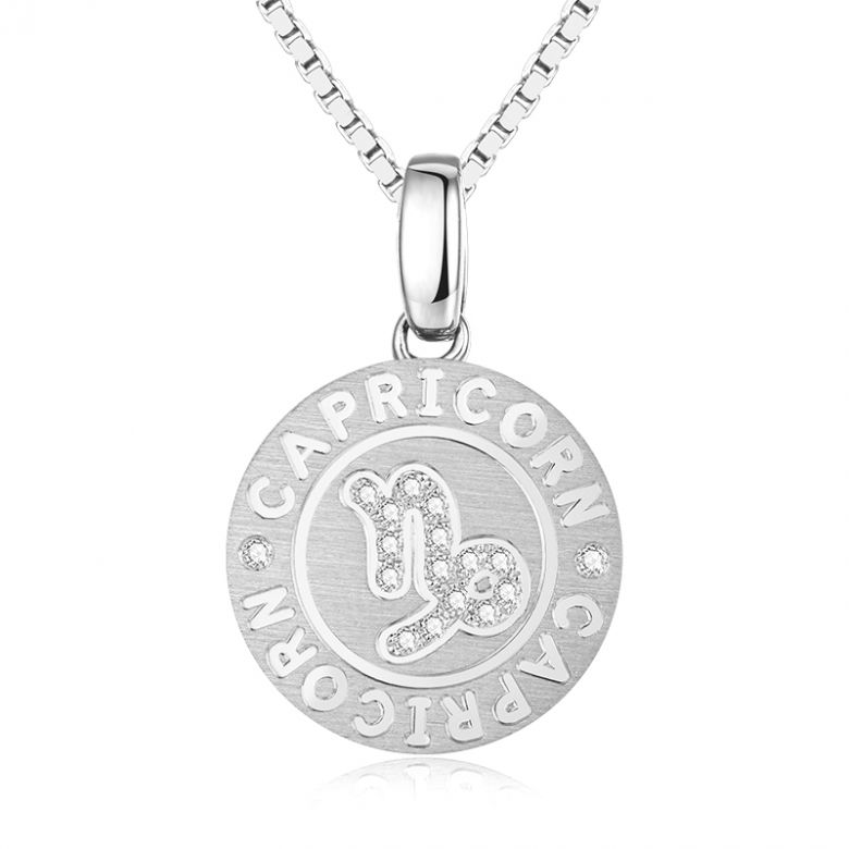 Pendentif Capricorn Or blanc. Signe du capricorne. Zodiaque - 1