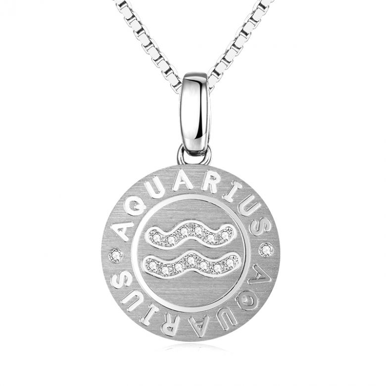 Pendentif Aquarius Or blanc. Signe du verseau. Zodiaque - 1