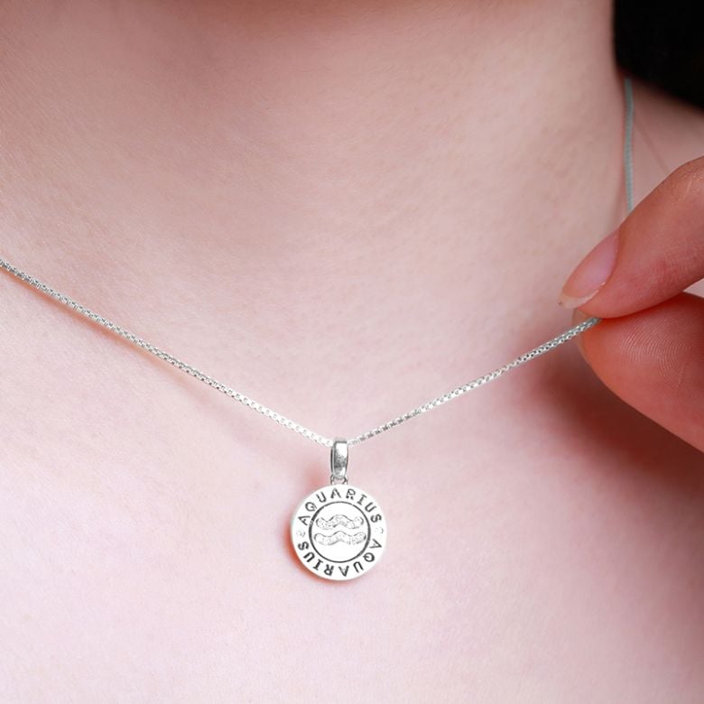 Pendentif Aquarius Or blanc. Signe du verseau. Zodiaque - 4