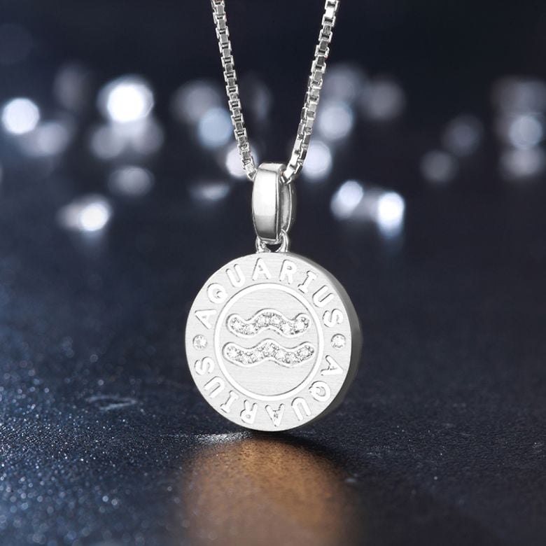 Pendentif Aquarius Or blanc. Signe du verseau. Zodiaque - 3