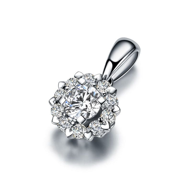 Pendentif Coeur Caillouté Or blanc et Diamants 0.30ct - 9