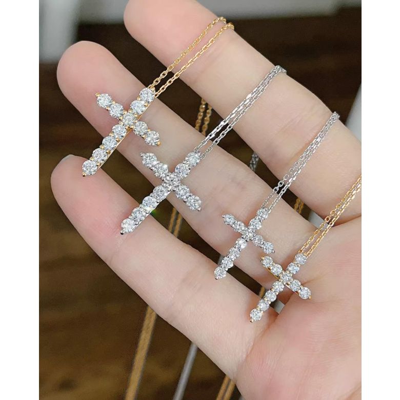 Pendentif religieux forme croix Or blanc - 5