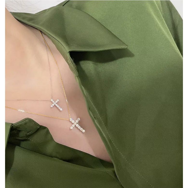 Pendentif religieux forme croix Or blanc - 7
