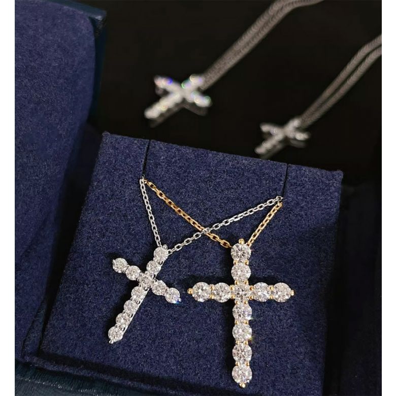 Pendentif religieux forme croix Or blanc - 4