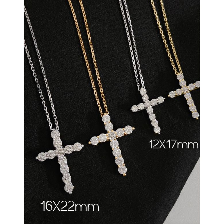 Pendentif religieux forme croix Or blanc - 3
