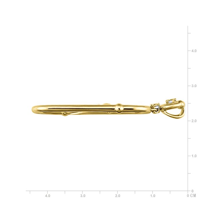 Pendentif végétal raffiné - Bambou incurvé or jaune - Diamants 0.20ct - 2