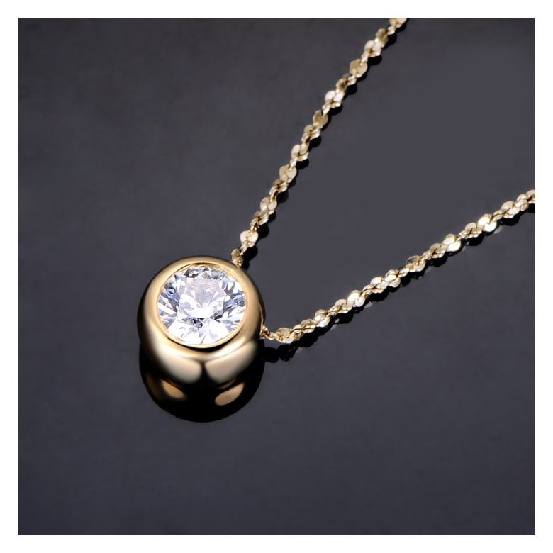 Pendentif solitaire en diamant 0.25ct - Collier or jaune 750/1000 - 3