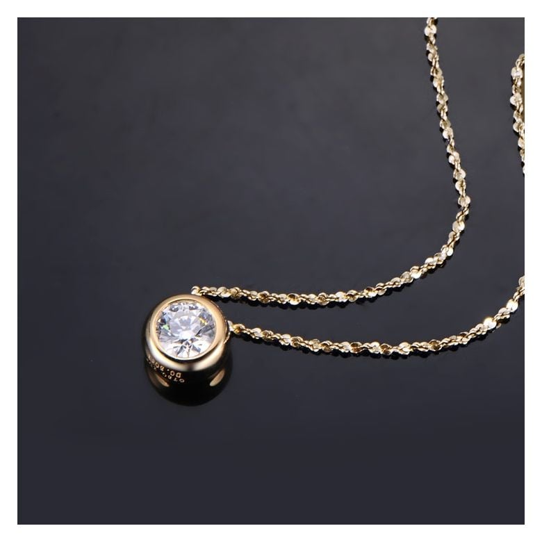 Pendentif solitaire en diamant 0.25ct - Collier or jaune 750/1000 - 2