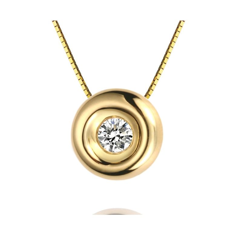 Collier solitaire pendentif or jaune - Diamant serti clos 0.10ct - 1