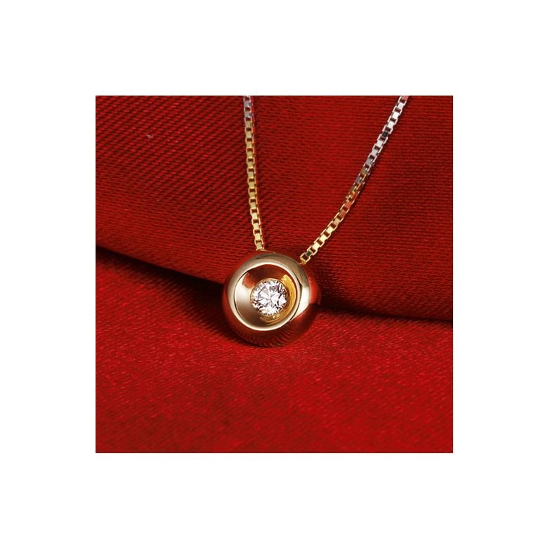 Collier solitaire pendentif or jaune - Diamant serti clos 0.10ct - 2