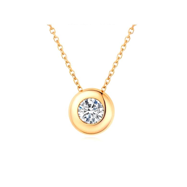 Pendentif solitaire or jaune - Diamant serti clos personnalisable - 1