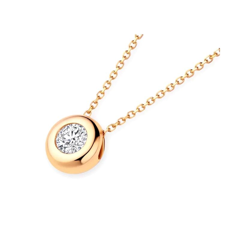 Pendentif solitaire or jaune - Diamant serti clos personnalisable - 3