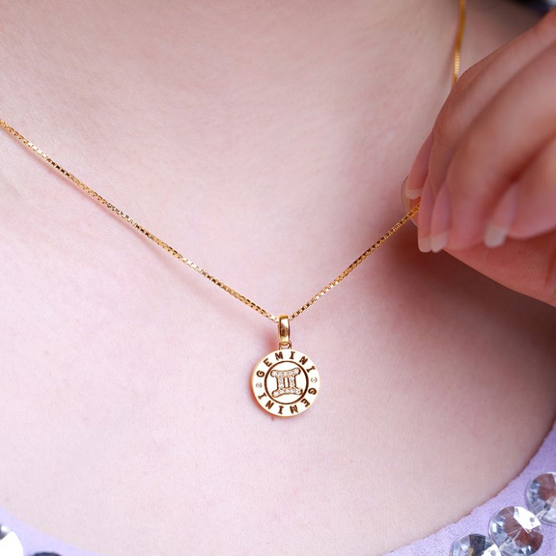 Pendentif Gemini Or jaune. Signe des gémeaux. Zodiaque - 6