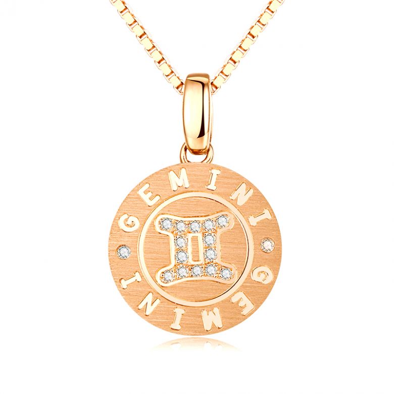 Pendentif Gemini Or jaune. Signe des gémeaux. Zodiaque - 1