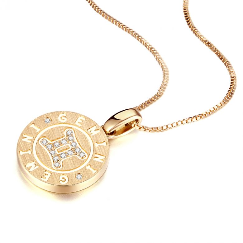 Pendentif Gemini Or jaune. Signe des gémeaux. Zodiaque - 5
