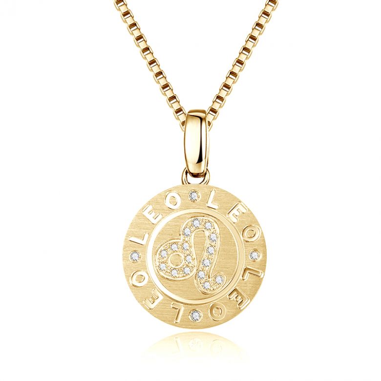 Pendentif Leo Or jaune. Signe du Lion. Zodiaque - 1