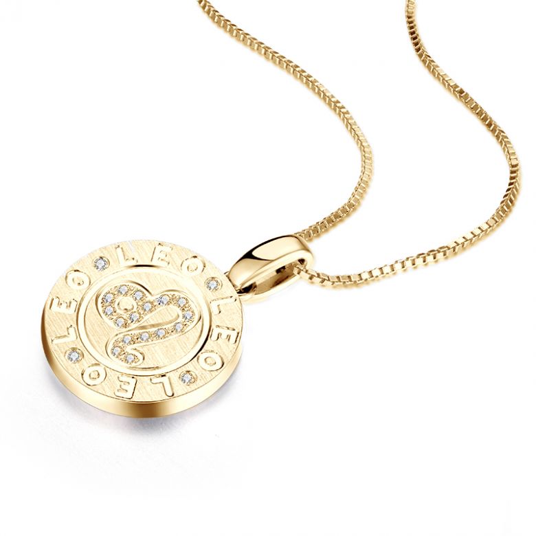 Pendentif Leo Or jaune. Signe du Lion. Zodiaque - 9
