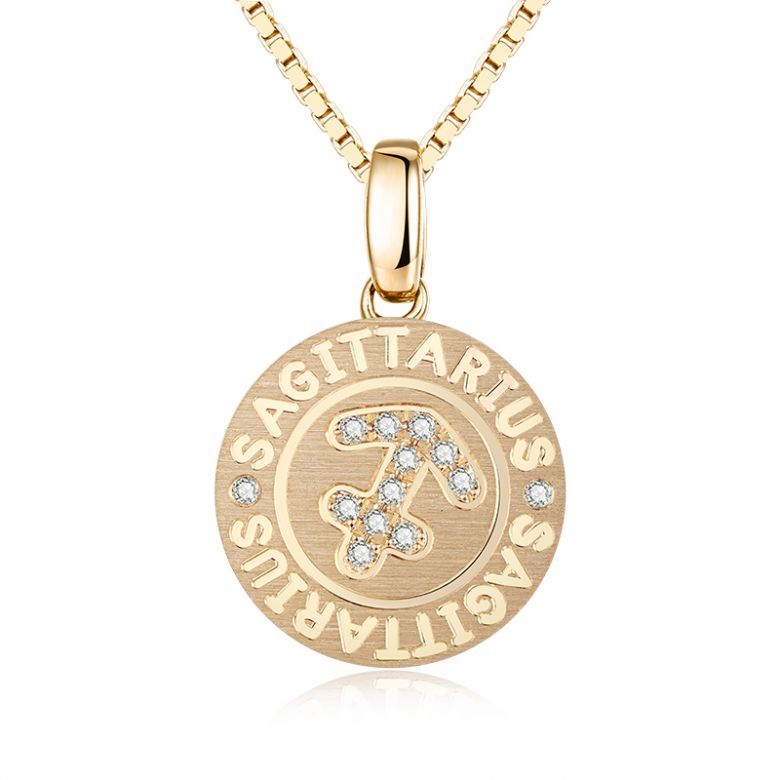 Pendentif Sagittarius Or jaune. Signe du sagittaire. Zodiaque - 1