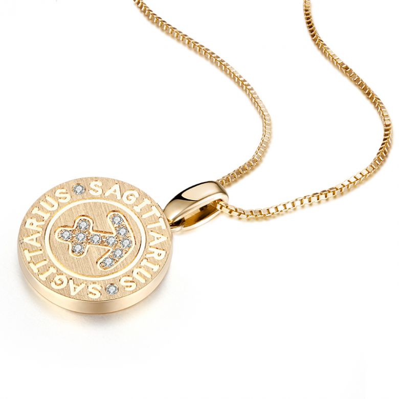 Pendentif Sagittarius Or jaune. Signe du sagittaire. Zodiaque - 7