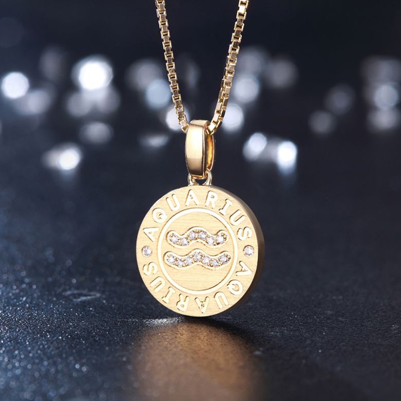 Pendentif Aquarius Or jaune. Signe du verseau. Zodiaque - 3