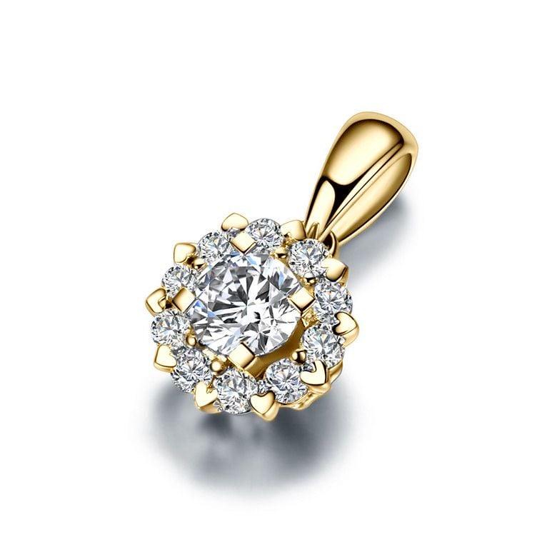 Pendentif Coeur Caillouté Or jaune et Diamants 0.30ct - 8