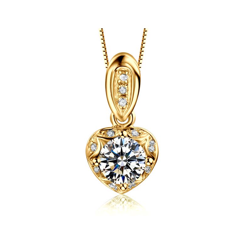Pendentif Coeur Or jaune 18cts et diamants 0.37ct - 1