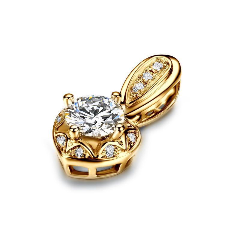 Pendentif Coeur Or jaune 18cts et diamants 0.37ct - 7