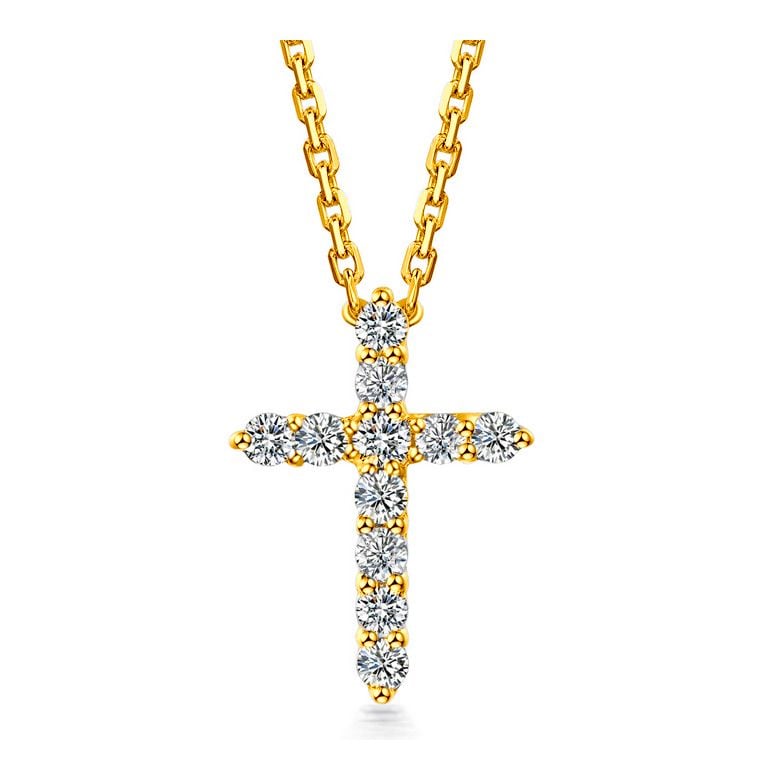 Pendentif religieux forme croix Or jaune, Diamants - 1