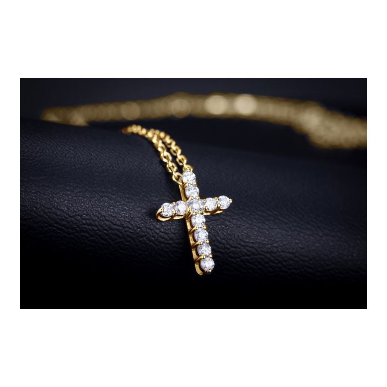 Pendentif religieux forme croix Or jaune, Diamants - 5