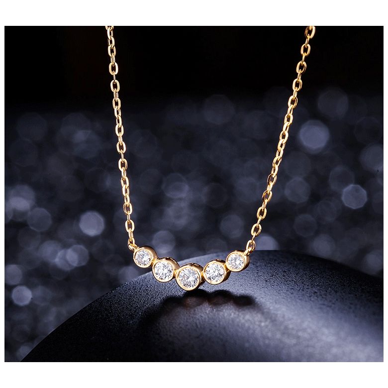 Collier pendentif Or jaune. 5 diamants sertis clos 0.26ct | Gemperles - 3